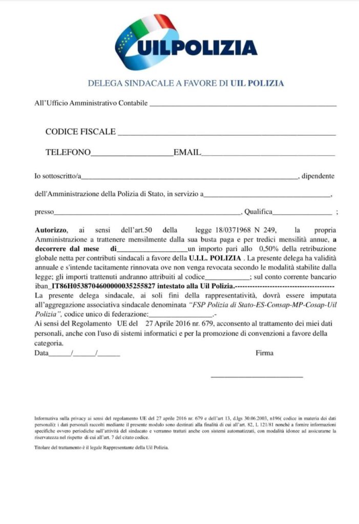 Iscrizione UIL Polizia